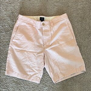 J. Crew Men's Light Pink Flat Front Linen-Blend Shorts